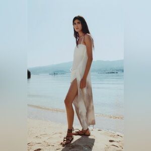 Zara draped ombré dress in ecru.